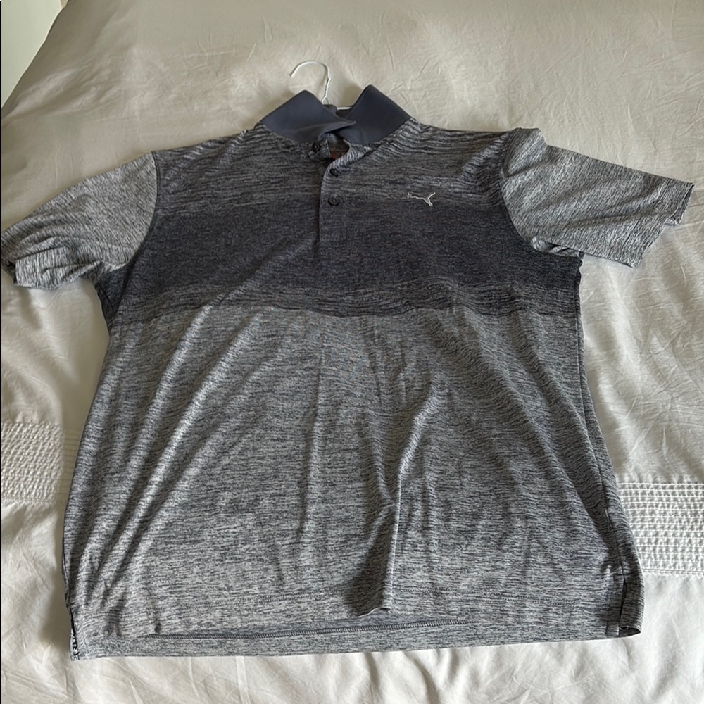 Puma Gray Polo Shirt with Stand-Up Collar
